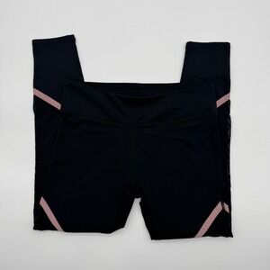 Fabletics Womens Black Pink Mesh Panel‎ Athletic Cropped Leggings Size M